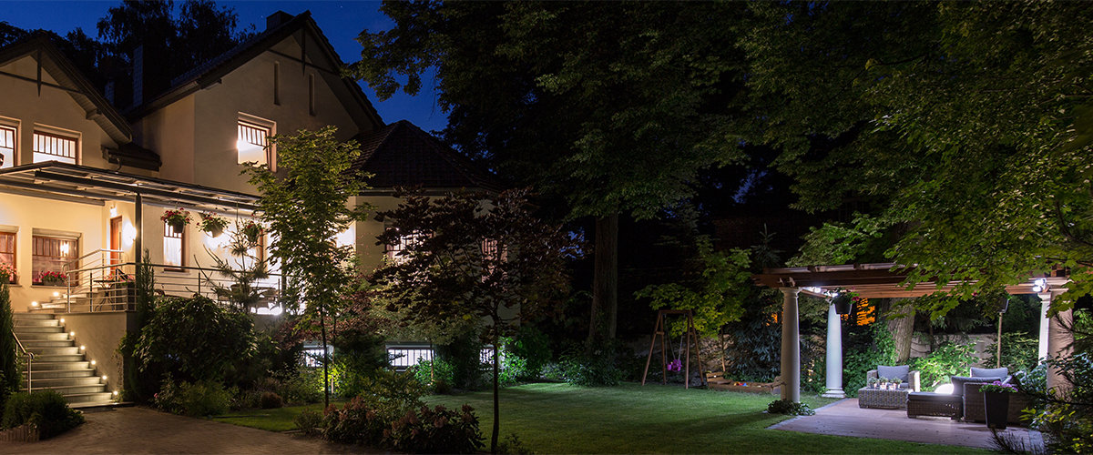Moonlight lighting over backyard structure
